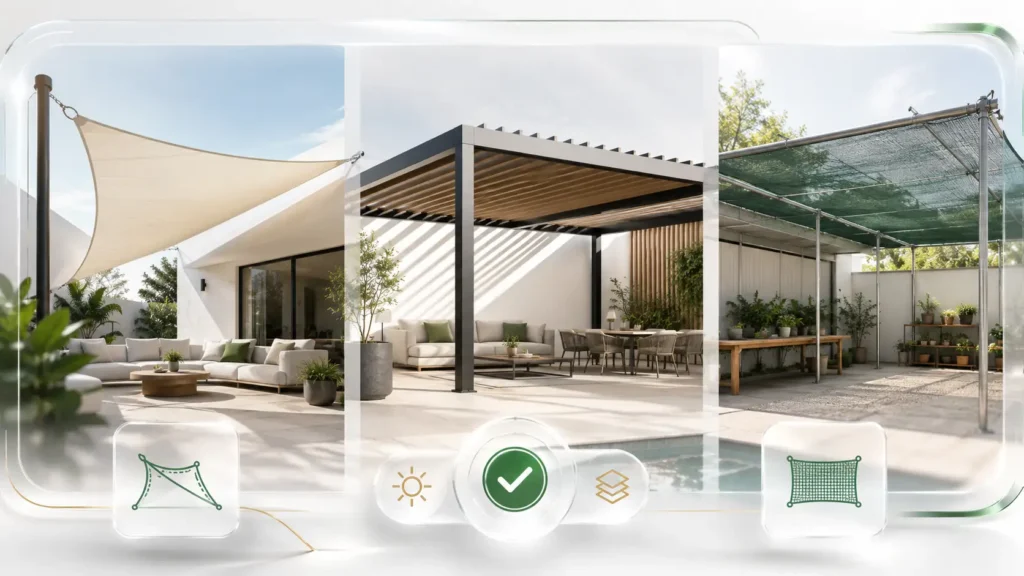 Shade Sail vs Pergola vs Shade Net